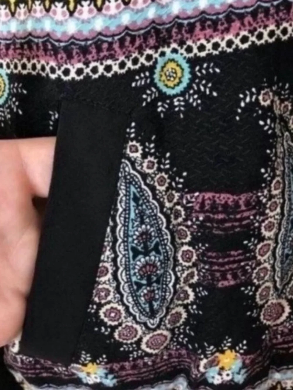 Society Girl Women’s Small Boho Paisley Floral Zip Bomber Jacket Black